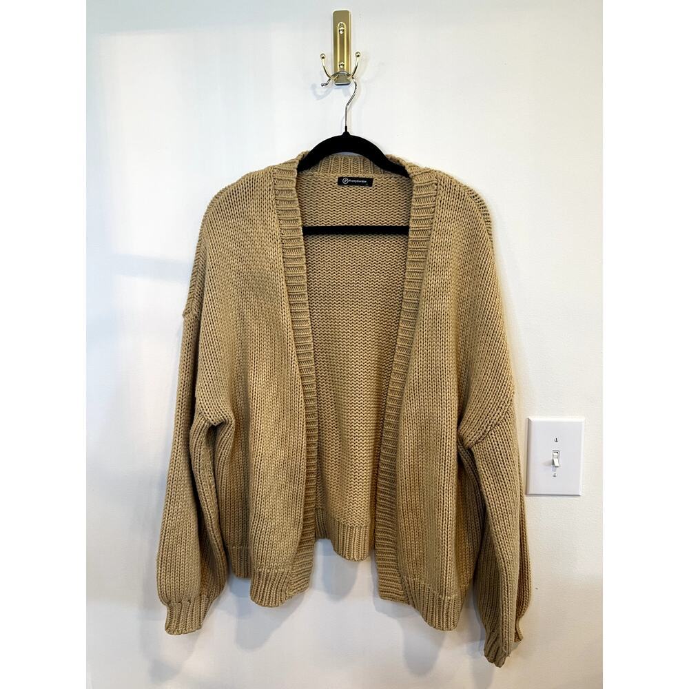 PrettyGarden Chunky Knit Cardigan Large Open Front Cozy Oversized Sweater